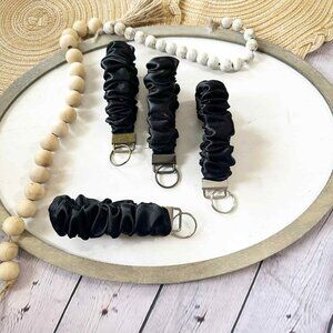 Black Satin Scrunchie Keychain Wristlet